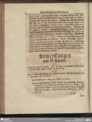 Anmerckungen zum III. Capitel