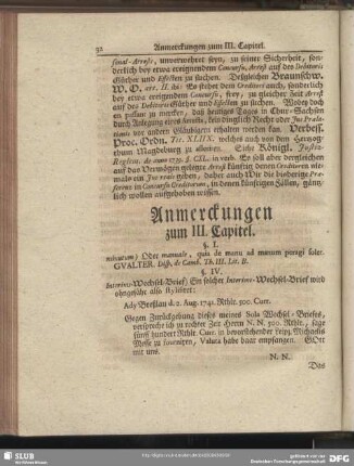 Anmerckungen zum III. Capitel