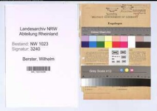 Entnazifizierung Wilhelm Berster , geb. 06.04.1898 (Schlosser)