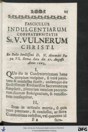 Fasciculus Indulgentiarum.
