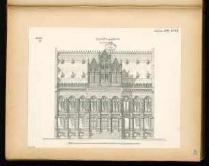 Ausstellungsgebäude Monatskonkurrenz Februar 1879: Aufriss Vorderansicht; Maßstabsleiste