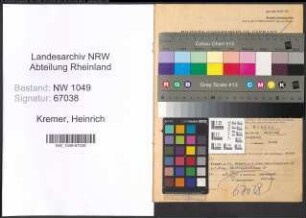 Entnazifizierung Heinrich Kremer , geb. 10.04.1914 (Sekretaer)