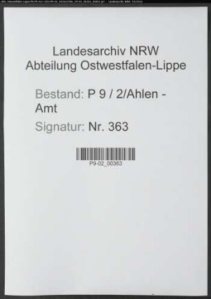 Sterberegister Standesamt Ahlen-Amt