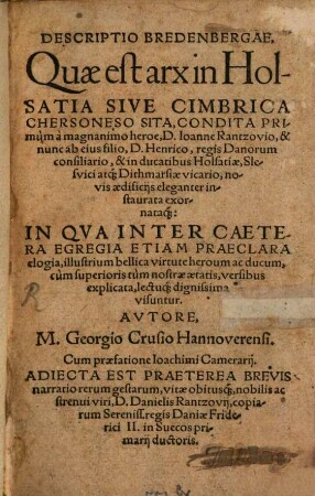 Descriptio Bredenbergae, quae est arx in Holsatia