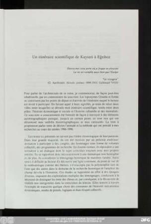 Un itinéraire scientifique de Kayseri à Eğriboz