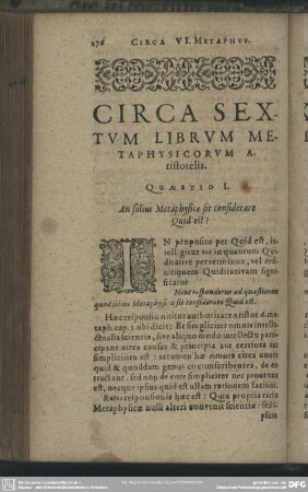 Circa Sextum Librum Metaphysicorum Aristotelis