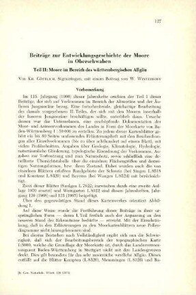 Beiträge zur Entwicklungsgeschichte der Moore in Oberschwaben - Teil II: Moore im Bereich des württembergischen Allgäu