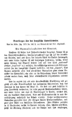 Bemerkungen über das französische Unterrichtswesen
