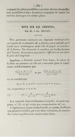 Note sur les annuités.