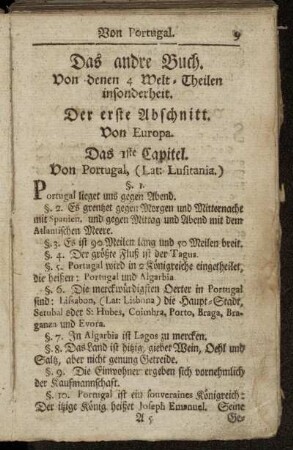 Das andre Buch. Von denen 4 Welt-Theil insonderheit.