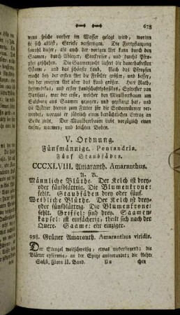 V. Ordnung. Fünfmännige. Pentandria. Fünf Staubfäden