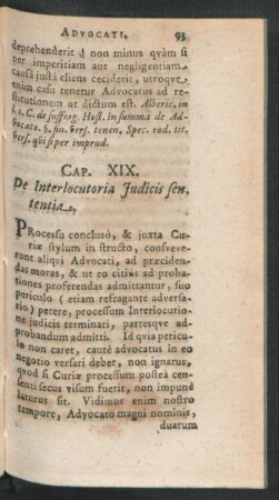 Cap. XIX. De Interlocutoria Judicis sententia.