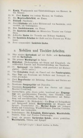 B. Mobilien und Tischler-Arbeiten