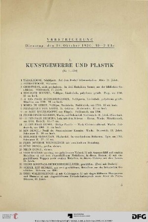 A. Kunstgewerbe und Plastik (Nr. 1-214)