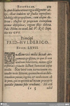Principi Frid. Hulderico. Epist. LXVII.