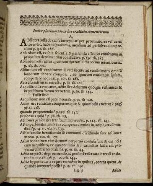 Index plurimorum in hoc tractatu contentorum.