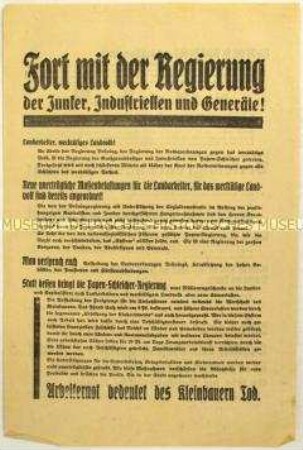 Flugblatt gegen die Reichsregierung von Papen und Aufruf zum Eintritt in die Antifaschistische Aktion