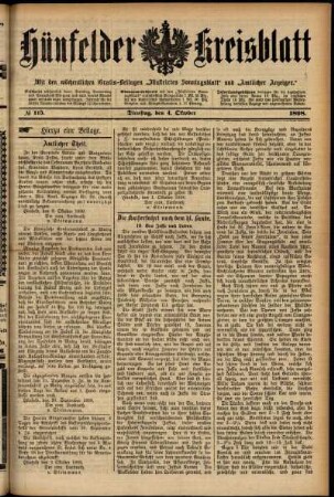 Erste Ausgabe vom Dienstag, den 04. Oktober 1898.