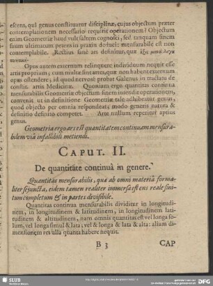 Caput. II. De quantitate continua in genere