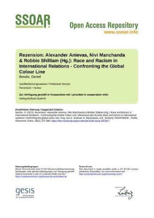 Rezension: Alexander Anievas, Nivi Manchanda & Robbie Shilliam (Hg.): Race and Racism in International Relations - Confronting the Global Colour Line