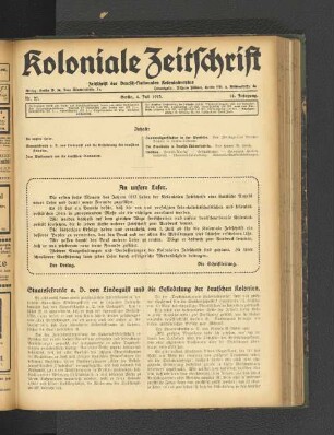 Staatssekretär a. D. von Lindequist und die Besiedelung der deutschen Kolonien.