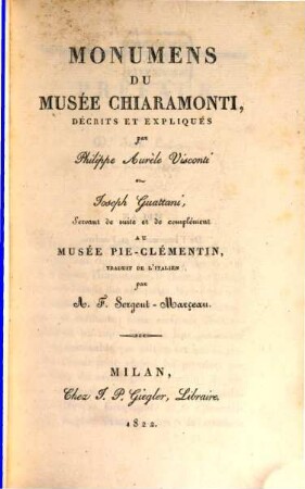 Monumens du Musée Chiaramonti