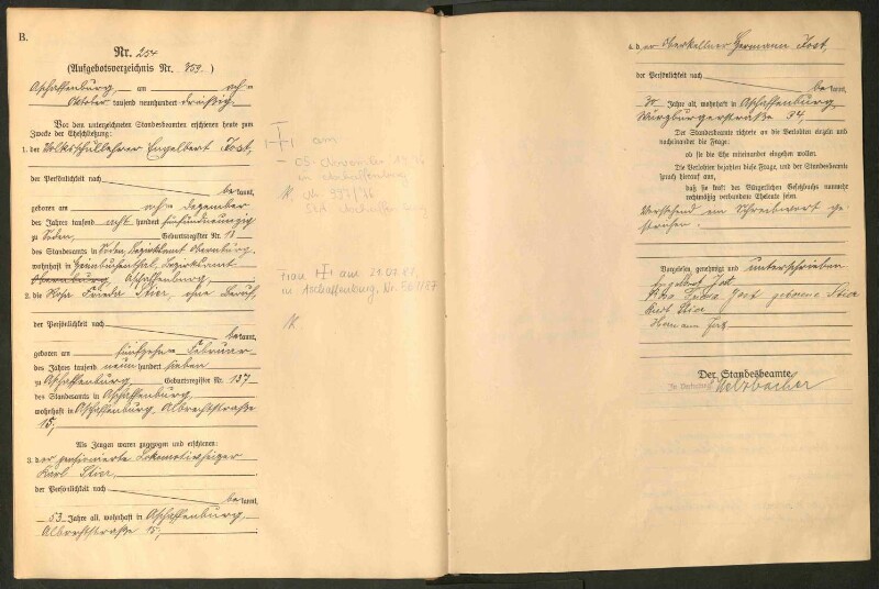 Standesamtsbuch der Stadt Aschaffenburg: Eheschließungen 252/1930 - 130/1931