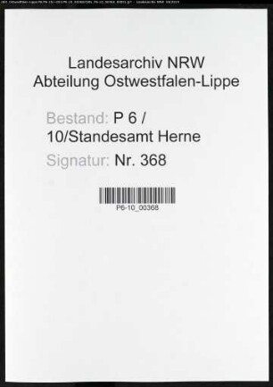 Sterberegister Standesamt Herne