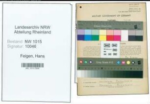 Entnazifizierung Hans Feigen , geb. 30.01.1910 (Arzt)