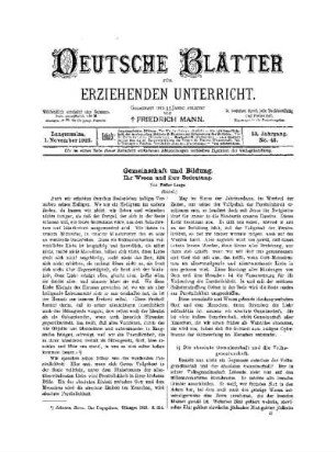Gemeinschaft und Bildung : ihr Wesen und ihre Bedeutung ; (Schluß)