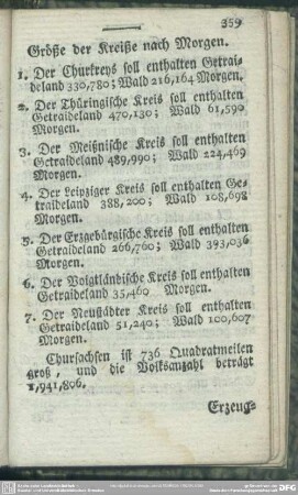Größe der Kreiße nach Morgen