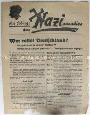 Flugblatt der Deutschnationalen Volkspartei zur Reichstagswahl am 6. November 1932