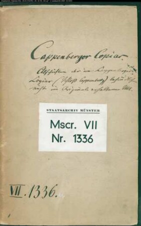 Fotokopie: Kopiar des Stifts Cappenberg und 52 Urkunden, nach Original im Cappenberger Schloßarchiv Jetzt: Sammlung Fot. 15, 16