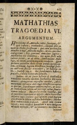 257-302, Mathathias. Tragoedia VI.