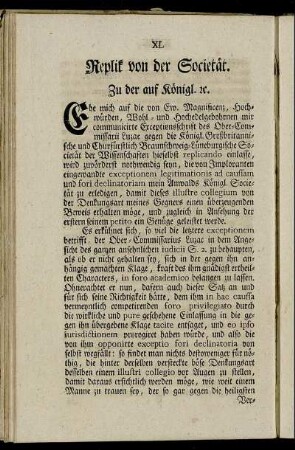 Replik von der Societät.