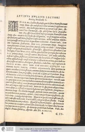 Levinus Hulsius Lectori Antiq. Studioso S.