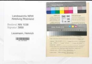 Entnazifizierung Heinrich Lausmann , geb. 16.09.1895 (Polizist)