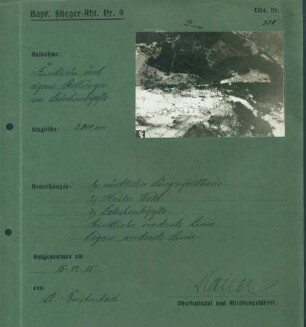 Foto feindlicher und eigener Stellungen am Latschenköpfle (Luftbild)