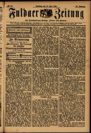 Erste Ausgabe vom Samstag, den 27. Juni 1896.