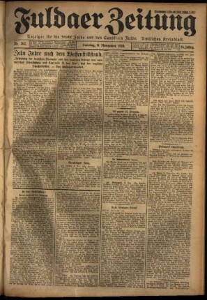 Erste Ausgabe vom Sonntag, den 11. November 1928.