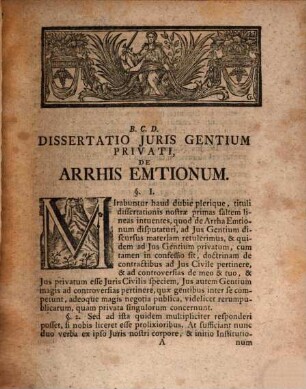 Dissertatio Iuris Gentium Privati De Arrhis Emtionum