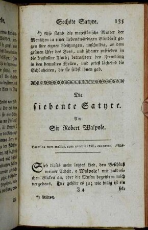 Die siebente Satyre. An Sir Robert Walpole.