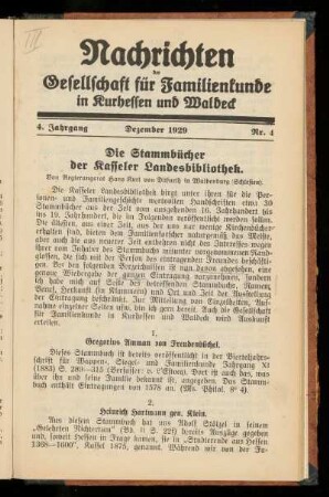4. Jahrgang, Nr. 4, Dezember 1929