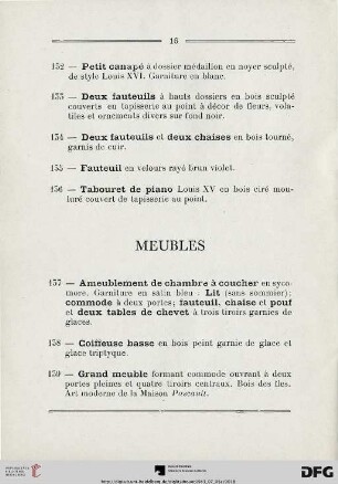 Meubles (Nr. 137-167)