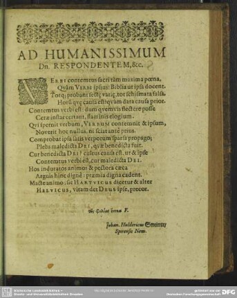 Elenchus Judaeorum VII. De Pluralitate Personarum In Una Essentia divina