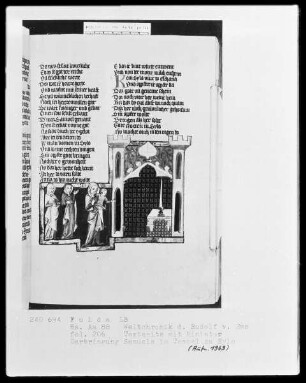 Rudolf von Ems, Weltchronik — Darbringung Samuels im Tempel, Folio 206recto