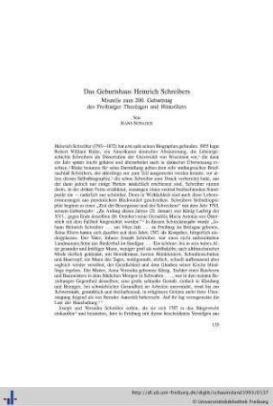 Das Geburtshaus Heinrich Schreibers. Miszelle zum 200. Geburtstag des Freiburger Theologen und Historikers.