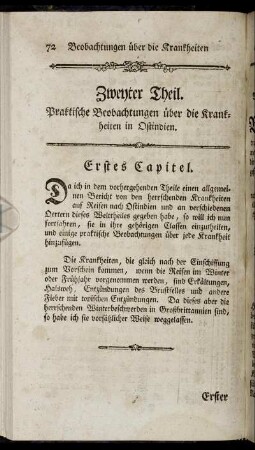 Zweyter Theil. Praktische Beobachtungen über die Krankheiten in Ostindien.