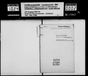 Odenheimer, Max, Kaufmann Witwe Rosa geb. Straus in Karlsruhe Käufer: Unterländer Evang. Kirchenfond Lagerbuch-Nr. 3478 Karlsruhe