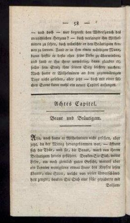 Achtes Capitel. Braut und Bräutigam.
